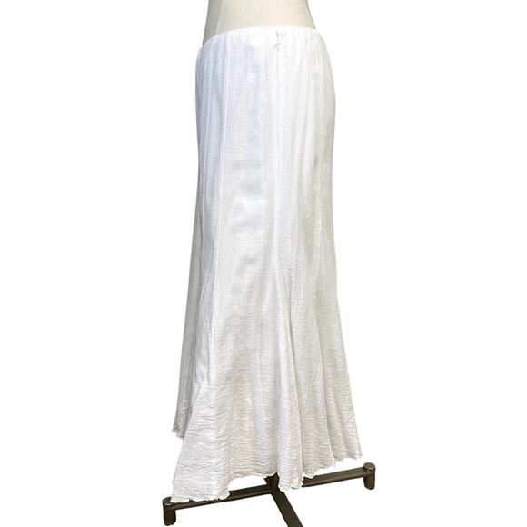 Y2K Dress Barn White Cotton Fairy Core Boho Whimsy Coquette Flare Fishtail Skirt - Picture 3 of 12